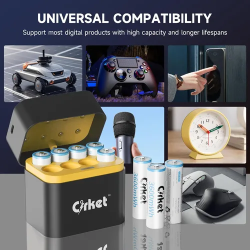 Miniatura 9 de Paquete de 8 baterías recargables AA de iones de litio con cargador rápido 3600 mWh de alta capacidad 1.5 V Ecológico Pilas de litio doble A