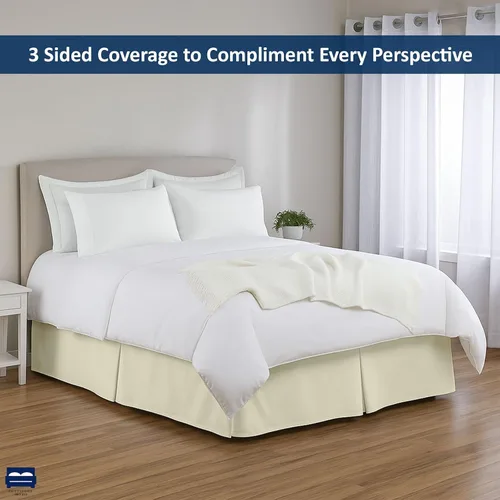 Miniatura 4 de Cottingon Falda de cama plisada con esquinas divididas, 100% microfibra suave, brillante y lujosa, caída a medida de fácil ajuste, tamaño individual