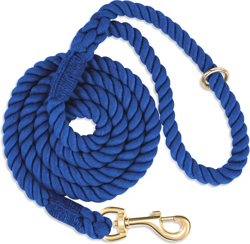 Miniatura 14 de Correa para perro de 5 pies hecha a mano de cuerda de algodón trenzada para perros pequeños, medianos y grandes, nuevo cierre de metal dorado