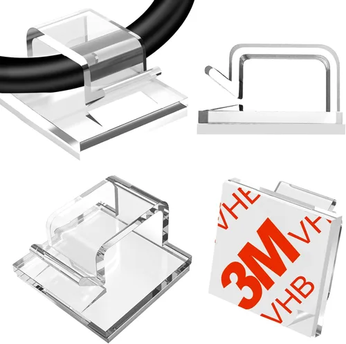 Miniatura 7 de 50 PCS Clips Negros para Cables - Organizadores de Cables Grandes para Gestión de Cables y Alambres Debajo del Escritorio, Clips Sujetadores