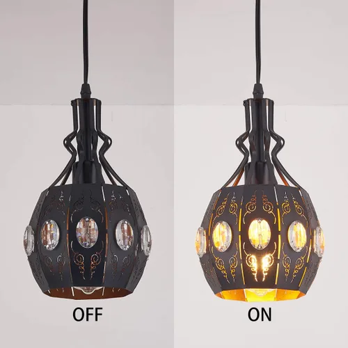 Miniatura 8 de YLONG-ZS Lámpara Colgante Swag Luces con Enchufe Luz Colgante con Enchufe, Luces Colgantes con Cable con Enchufe Pequeña Negra Vintage Rústica