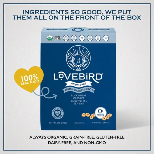 Miniatura 6 de Lovebird Variedad de cereales sin gluten, paquete de 3 cereales orgánicos sin cereales, sin lácteos, sin azúcar, sin refinado, bocadillos saludables