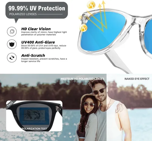 Miniatura 116 de MEETSUN Polarized Sunglasses for Women Men Classic Retro Square Frame Driving Sun Glasses UV Protection