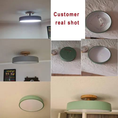Miniatura 9 de Lámpara de techo LED regulable, lámpara de techo moderna de 9 pulgadas, montaje empotrado, de madera, de 12 W, lámpara blanca para sala de estar