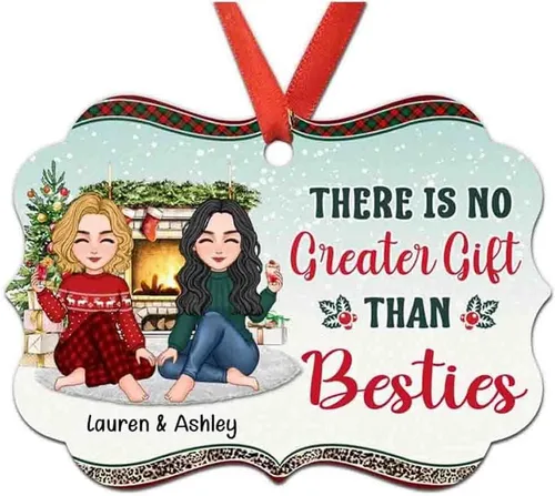 Miniatura 15 de Adorno personalizado con texto en inglés «Best Friend are Hard to Find Because The Very Best is Already Mine», adorno de Navidad personalizado 2023