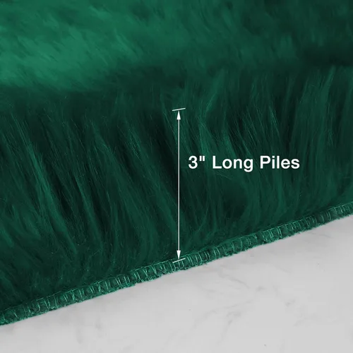 Miniatura 2 de duduta - Alfombra de pelo de oveja sintética verde esmeralda de 2 x 3 pies, alfombra esponjosa lavable para cabecera de cama pequeña, dormitorio