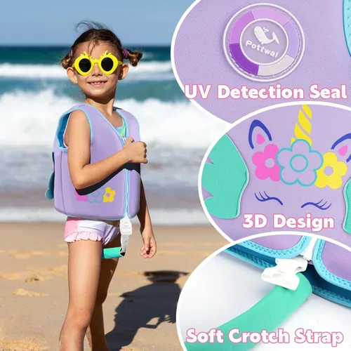 Miniatura 4 de Pottwal Chaleco de natación para niños - Chaqueta de natación - Hecho de neopreno y EPE - con correa ajustable en la entrepierna Púrpura