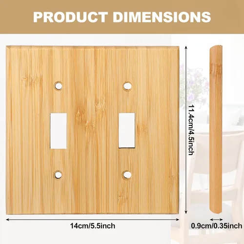 Miniatura 2 de Pinkunn 10 piezas de placa de interruptor de luz de madera maciza, cubierta de salida de madera de bambú, placa decorativa de pared para el hogar