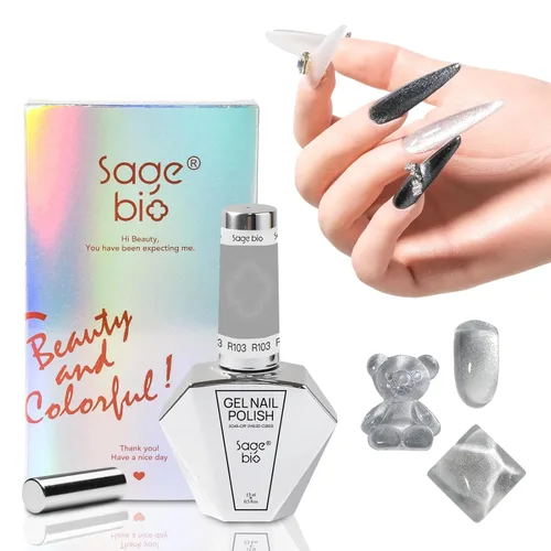 Miniatura 20 de Esmalte de uñas de gel de ojo de gato con barra magnética, 15ml de esmalte de uñas holográfico con purpurina, efecto magnético para manicura DIY