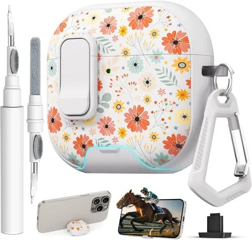 Miniatura 43 de Funda para AirPods Pro 3 con cerradura, textura de piel TPU duradera, antipérdida y a prueba de golpes, accesorios con kit de limpieza en llavero