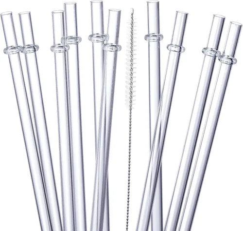 Miniatura 8 de Paquete de 24 popotes de plástico reutilizables altamente transparentes con 4 cepillos de limpieza, popotes de 10.5 pulgadas de largo, popote
