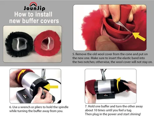 Miniatura 9 de JOUNJIP Dual Wool Buffer Replacement Covers - Handmade 100% Lambswool Polisher Bonnets - for 2.5 x 3.5 Inch Buffing Cones