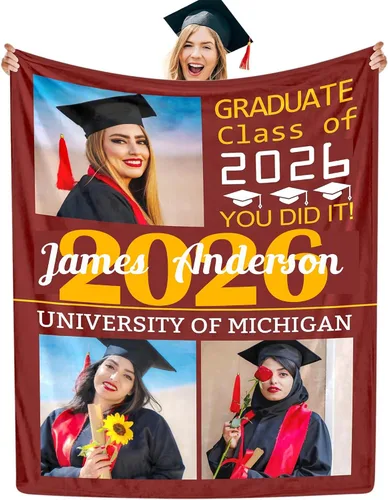 Miniatura 13 de Manta personalizada con collage de fotos, manta de fotos personalizada para graduados, manta personalizada, regalos para temporada de graduación