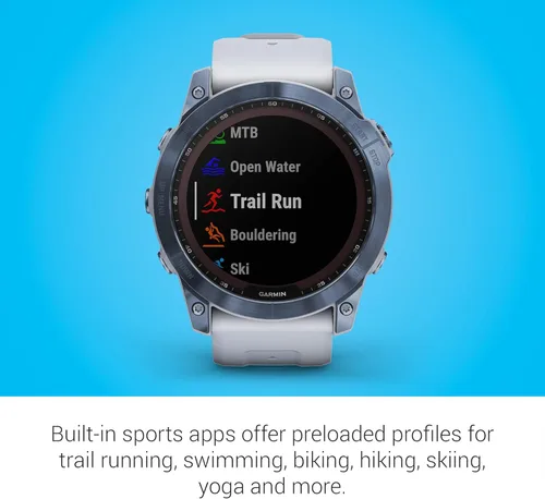 Miniatura 6 de Garmin Fenix 7X Sapphire Solar, reloj inteligente de aventura más grande, con capacidades de carga solar, reloj GPS resistente para exteriores