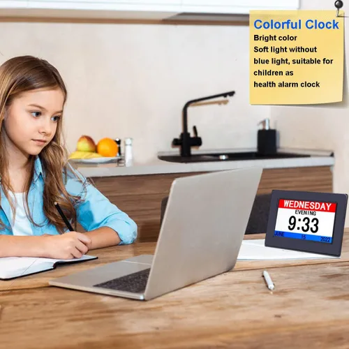 Miniatura 4 de AINFTIME Reloj DST con día y fecha para ancianos, 3 pantallas, calendario digital, alarma, día, demencia, Alzheimer, reloj con pantalla extragrande