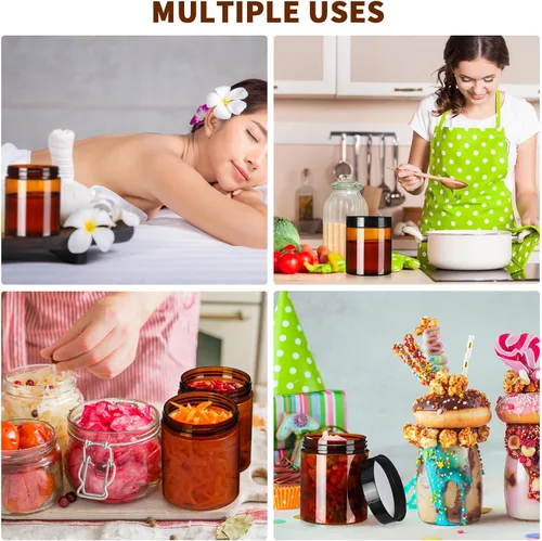 Miniatura 6 de Tanlade 40 tarros de plástico de 8 onzas con tapas, recipientes redondos para cosméticos, recipientes recargables para polvo, líquidos