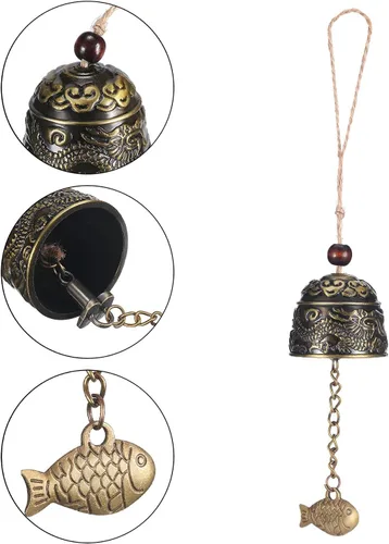 Miniatura 4 de 2 Piezas Campanas Fengshui Campanas de Dragón Vintage Campanillas de Viento Fengshui Buena Suerte Suministros Colgantes para Hogar Jardín Bendición