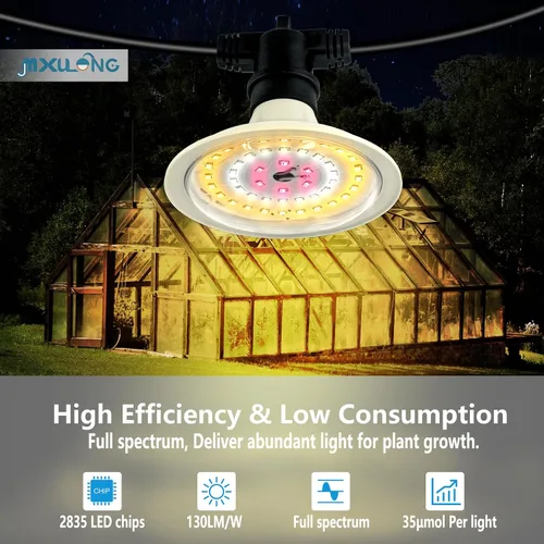 Miniatura 5 de Luces LED de Crecimiento para Exteriores, Luz de Crecimiento de Cadena Impermeable, Luces de Crecimiento de Plantas de Espectro Completo con Cable