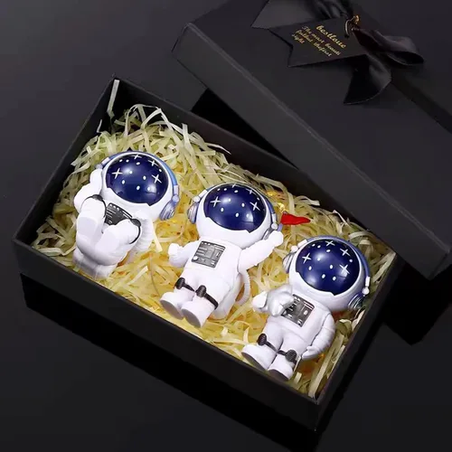 Miniatura 6 de Estatuas de Astronautas con Estrellas Azules, Figurillas de Resina con Tema Espacial para Tartas, Adornos para Estanterías y Habitaciones