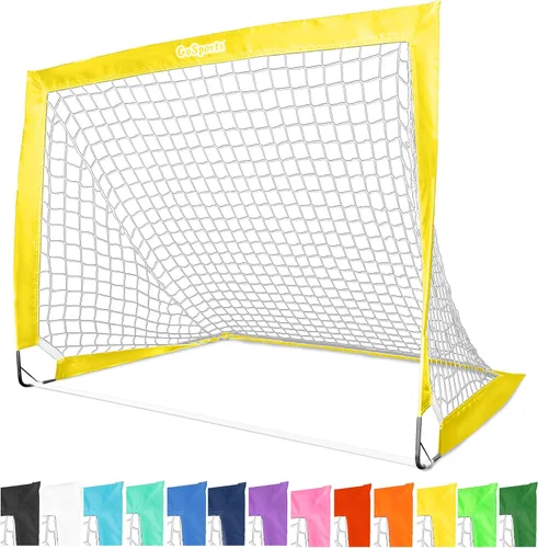 Miniatura 30 de GoSports - Arcos de fútbol portátiles para niños, 13 opciones de color, elige 4 x 3 pies o 6 x 4 pies, redes desplegables de tono de equipo para Rojo