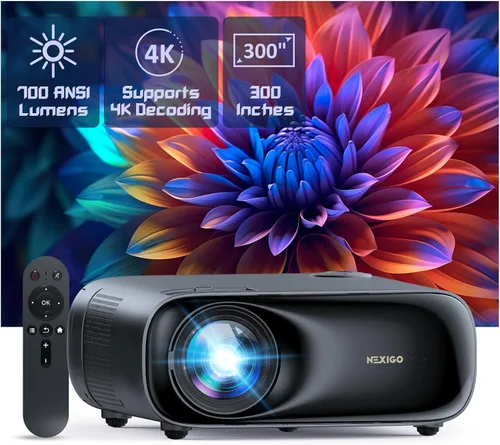 NexiGo Proyector PJ40 (Gen 3) con WiFi y Bluetooth, calibrado D65, nativo 1080P, compatible con 4K, proyector para películas al aire libre,