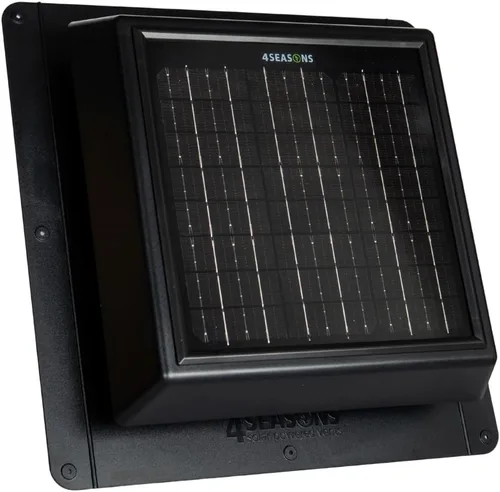 Ventilador solar de ventilación 4SEASONS para ático – 400 CFM de flujo de aire, hasta 500 pies cuadrados, panel solar de 12 W, certificado CSA A93,