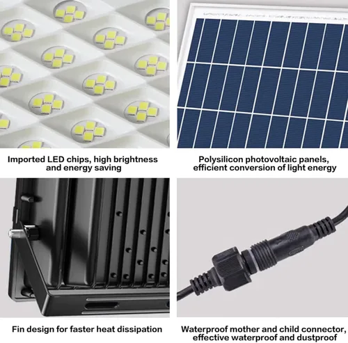Miniatura 9 de Luz solar para exteriores de 128 LED, IP67 impermeable gran angular luz de pared de inundación, 3 modos (sensor de luz+control remoto+temporizador)