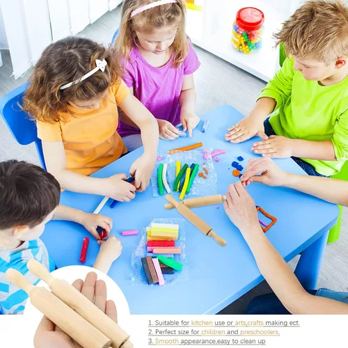 Miniatura 5 de Paquete de 6 mini rodillos de madera de 8 pulgadas, ideal para niños, niñas y niños, pequeños rodillos de madera para arte y manualidades, hornear