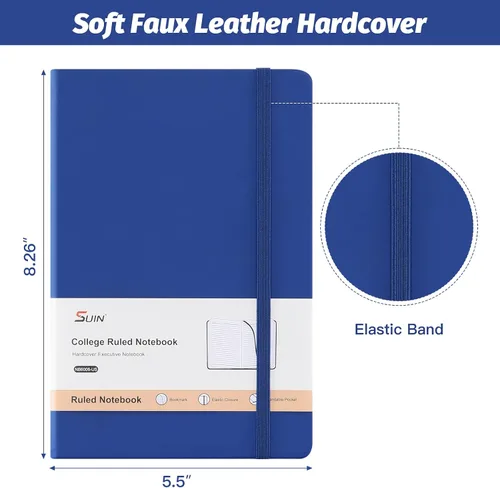 Miniatura 2 de SUIN Cuadernos de diario de tapa dura, cuadernos rayados A5 para escribir 200 páginas, 8.2 x 5.5 pulgadas, cuadernos clásicos rayados para Azul