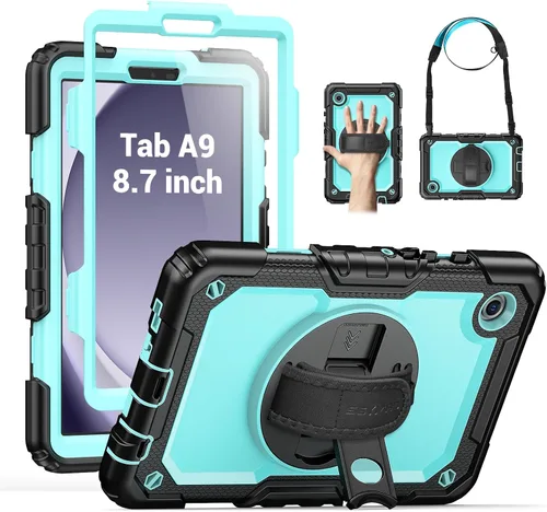 Miniatura 11 de SEYMAC Funda protectora resistente a prueba de golpes para Samsung Galaxy Tab A9 de 8.7 pulgadas 2023 (SM-X110/X115/X117), resistente a prueba