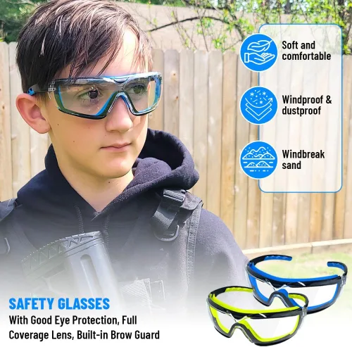 Miniatura 5 de Paquete de 6 lentes de seguridad para hombres y mujeres, lentes transparentes, certificación ANSI Z87.1 y CE, ajustables, resistentes a