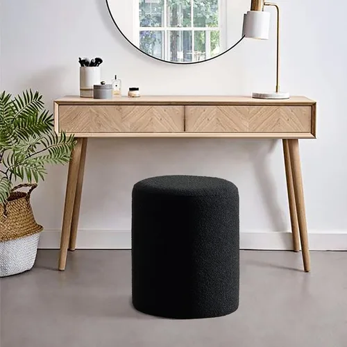 Miniatura 6 de Get Set Style Moderno otomano redondo con asiento acolchado suave, taburete multifuncional para maquillaje, reposapiés tapizado, taburete otomano