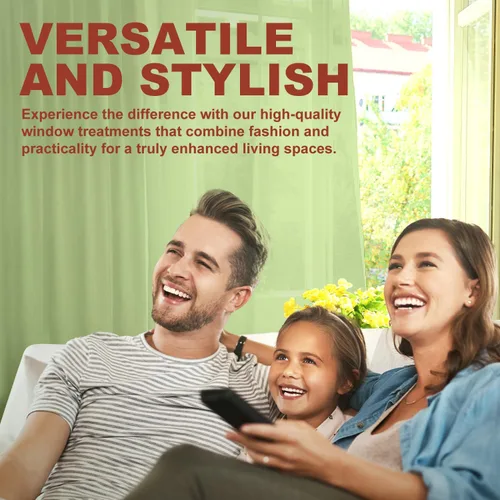 Miniatura 7 de YHSF Cortinas traslúcidas – Juego de 2 paneles para decoración del hogar – Elegantes cortinas de gasa sólida con bolsillo para barra para Verde