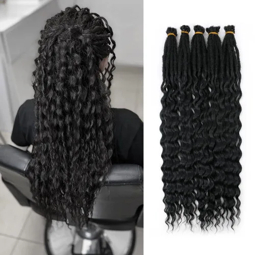 Miniatura 20 de Boho Dreads - Extensiones de rastas sintéticas de doble extremo con trenzas de caja, de 24 pulgadas, 10 hebras delgadas, suaves, color rojo y marrón