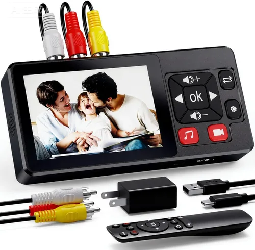 Convertidor VHS a Digital 2.0, video HD a grabadora de convertidor digital con control remoto, convertir grabación de audio de video analógico de