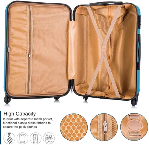 Miniatura 4 de yotefe Juego de maletas rígidas, equipaje de viaje con ruedas, juego de maleta, maleta giratoria para mujeres y hombres, Azul, Juego de equipaje