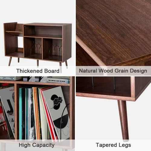 Miniatura 4 de Soporte para tocadiscos moderno, soporte para tocadiscos de vinilo, soporte grande para tocadiscos con almacenamiento, soporte para tocadiscos