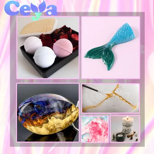 Miniatura 6 de Ceya Polvo Mica, 150g/ 5.3oz Pigmento de Colorante de Efecto Perlado Blanco de Porcelana para Resina Epóxica, Vasos, Sustancia Pegajosa, Bomba