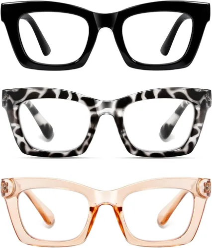Miniatura 12 de Hubeye Oprah Style - Lentes de lectura para mujeres y hombres, bloqueo de luz azul, para computadora con bisagra de resorte Negro