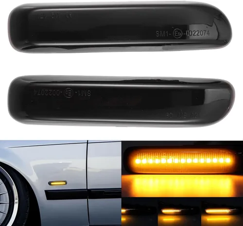 Miniatura 2 de Luces intermitentes LED secuenciales de lente transparente para guardabarros delanteros, intermitentes, compatible con BMW Serie 3 E46 Sedán/Wagon
