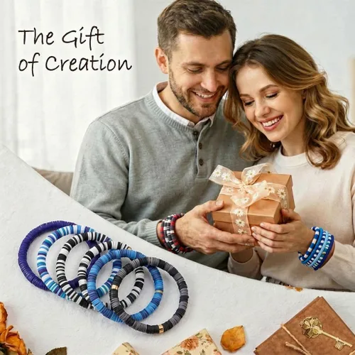 Miniatura 4 de 3500 cuentas de arcilla azul para hacer pulseras Cuentas Heishi de 6mm de polímero planas redondas en forma de disco de arcilla para hacer joyas