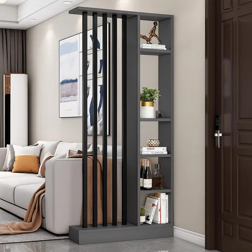 Miniatura 17 de Divisor de habitación de piso a techo con estantes, pantalla de división independiente, muebles divisores de habitación de estilo industrial