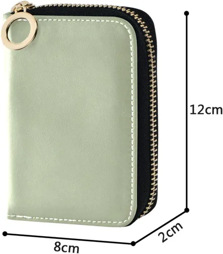 Miniatura 7 de Small RFID Credit Card Holder Wallet with Zipper, Leather Wallet Case for Women Light Green Background