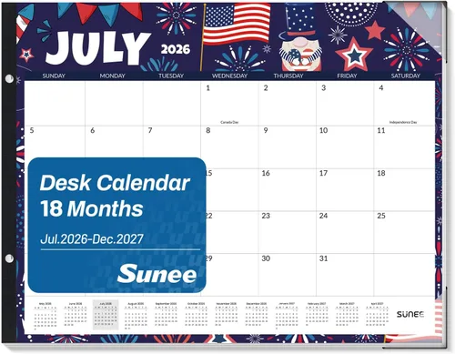 Miniatura 10 de SUNEE Calendario de escritorio 2026, 3 paquetes, calendario de 18 meses, octubre de 2025 a marzo de 2027, calendario de escritorio de 17 x 12