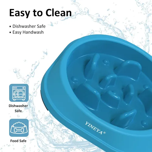 Miniatura 7 de YINEYA 2 cuencos de alimentación lenta antiasfixia para perros de tamaño pequeño, cuenco de alimentación lenta para gatos, suministros