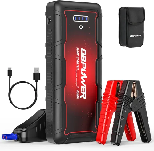 DBPOWER - Arrancador para automóvil de 4000 A pico de 88.8 Wh portátil (hasta 10 L de motor diésel/todos los motores de gasolina) 12 V, paquete de