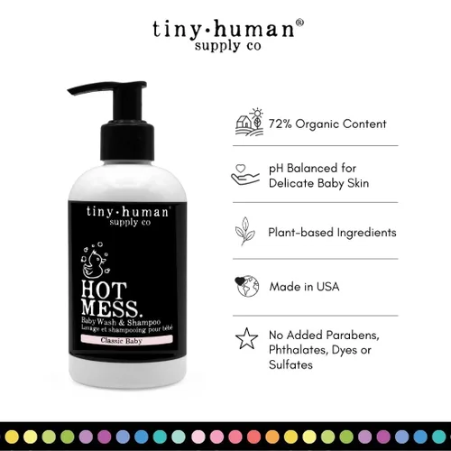 Miniatura 3 de Tiny Human Supply Co Hot Mess Baby Wash & Shampoo, Classic Baby, 8 onzas (paquete de 1) pH equilibrado, ingredientes naturales, sin sulfatos