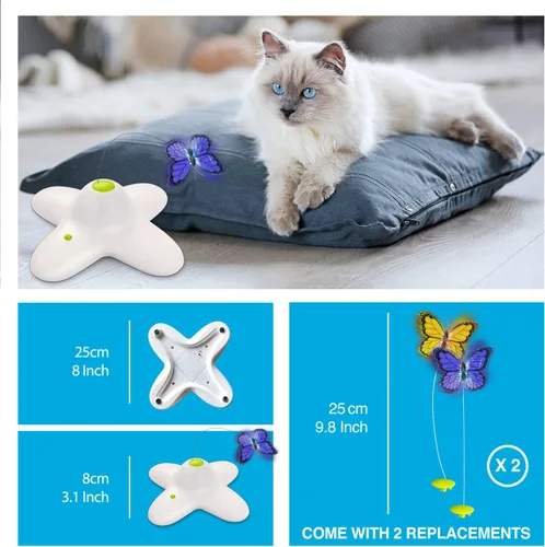 Miniatura 4 de ALL FOR PAWS Juguetes interactivos para gatos de mariposa flutter insecto gato juguete automático estimulante gatito juguetes enriquecimiento