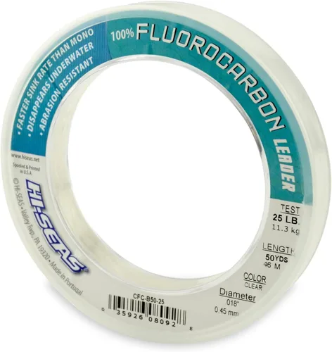 Miniatura 15 de HI-SEAS Líder de línea de pesca 100% fluorocarbono, líder invisible transparente, indetectable para peces, hundimiento rápido, 6 libras a 400 libras