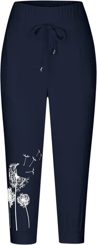 Miniatura 9 de Pantalones capri para mujer, estampado de diente de león, pantalones capri con cordón de cintura alta, elásticos, pantalones cortos de verano